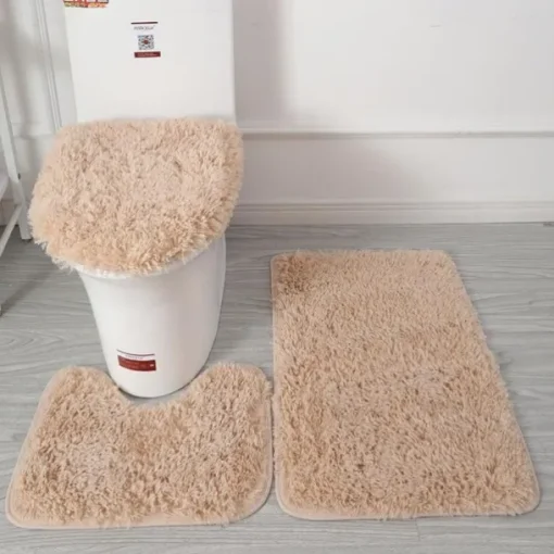 3Pcs/set Soft Solid Color Bath Mat Non-slip Non-slip Bath WC Carpets Rectangle U-shape Bathroom Toilet Rugs Floor Mat Door Mat