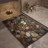 Pebble Bathroom Rug, Polyester Rectangle Door Mat, Super Absorbent, Non-Slip, Easy-to-Clean, Stain-Resistant Bath Mat