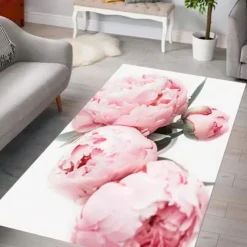 Peony Flower Area Rug Kitchen Mat Non-Slip Oil Proof Floor Mat Livingroom Rug Indoor Outdoor Mat Bedroom Decor Bathroom Mat Entrance Rug Door Mat