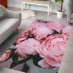 Peony Flower Area Rug Kitchen Mat Non-Slip Oil Proof Floor Mat Livingroom Rug Indoor Outdoor Mat Bedroom Decor Bathroom Mat Entrance Rug Door Mat