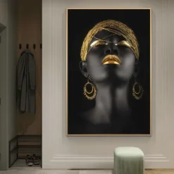 People Modern Art Prints Wall Art Abstract Painting Black Gold Canvas Prints Rolled Canvas Prints No Frame Unframed Unstretched