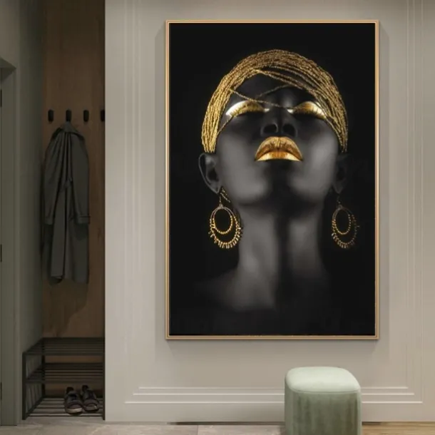 People Modern Art Prints Wall Art Abstract Painting Black Gold Canvas Prints Rolled Canvas Prints No Frame Unframed Unstretched