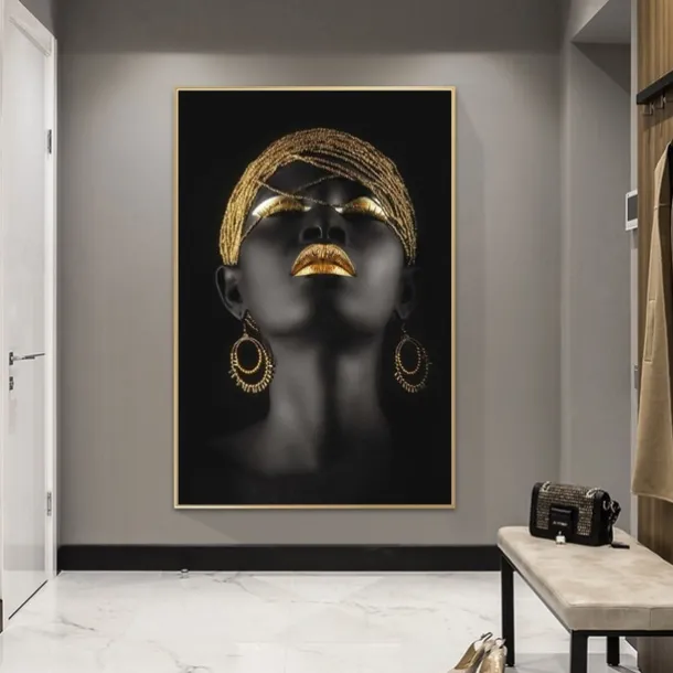 People Modern Art Prints Wall Art Abstract Painting Black Gold Canvas Prints Rolled Canvas Prints No Frame Unframed Unstretched