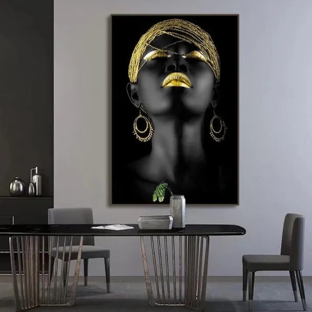 People Modern Art Prints Wall Art Abstract Painting Black Gold Canvas Prints Rolled Canvas Prints No Frame Unframed Unstretched
