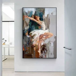 People Wall Art Canvas Abstract Ballet Girl Posters and Prints Dancing Ballerina Picture for Living Room Home Decor No Frame