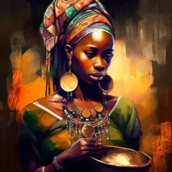 People Wall Art Canvas African Woman Prints and Posters Abstract Portrait Pictures Decorative Fabric Painting For Living Room Pictures No Frame