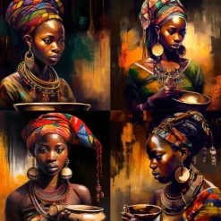 People Wall Art Canvas African Woman Prints and Posters Abstract Portrait Pictures Decorative Fabric Painting For Living Room Pictures No Frame