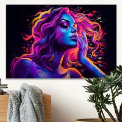 People Wall Art Canvas Beautiful Colorful Woman Prints and Posters Abstract Portrait Pictures Decorative Fabric Painting For Living Room Pictures No Frame
