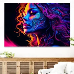 People Wall Art Canvas Beautiful Colorful Woman Prints and Posters Abstract Portrait Pictures Decorative Fabric Painting For Living Room Pictures No Frame