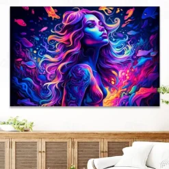People Wall Art Canvas Beautiful Colorful Woman Prints and Posters Abstract Portrait Pictures Decorative Fabric Painting For Living Room Pictures No Frame