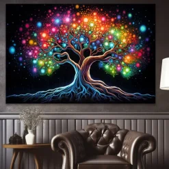 People Wall Art Canvas Colorful Tree of Life Prints and Posters Pictures Decorative Fabric Painting For Living Room Pictures No Frame