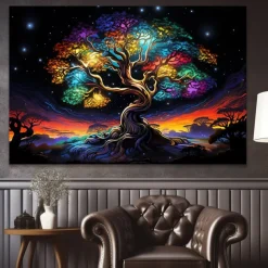 People Wall Art Canvas Colorful Tree of Life Prints and Posters Pictures Decorative Fabric Painting For Living Room Pictures No Frame