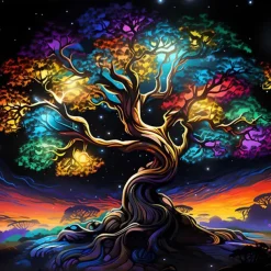 People Wall Art Canvas Colorful Tree of Life Prints and Posters Pictures Decorative Fabric Painting For Living Room Pictures No Frame