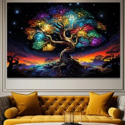 People Wall Art Canvas Colorful Tree of Life Prints and Posters Pictures Decorative Fabric Painting For Living Room Pictures No Frame