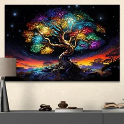People Wall Art Canvas Colorful Tree of Life Prints and Posters Pictures Decorative Fabric Painting For Living Room Pictures No Frame