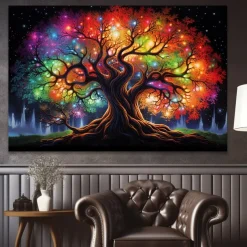 People Wall Art Canvas Colorful Tree of Life Prints and Posters Pictures Decorative Fabric Painting For Living Room Pictures No Frame