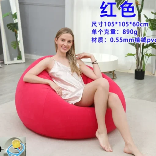 1-Person Outdoor Inflatable Sofa Lounge Chair - Self-Inflating Portable Camping Chair with Carry Bag, Durable Semi-Rectangular Design for Backyard, Picnic, Beach & Relaxation, Picnic Furniture