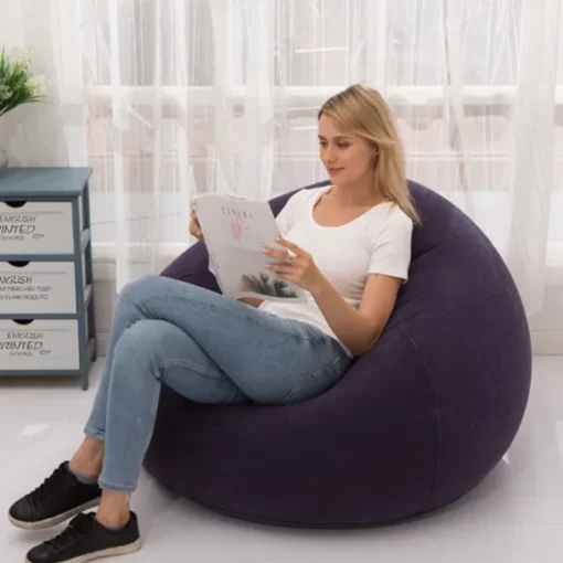 1-Person Outdoor Inflatable Sofa Lounge Chair - Self-Inflating Portable Camping Chair with Carry Bag, Durable Semi-Rectangular Design for Backyard, Picnic, Beach & Relaxation, Picnic Furniture