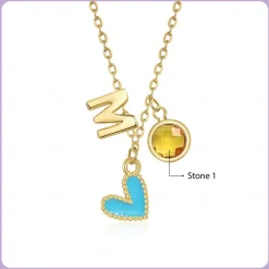 Personalized Birthstone and Letter Necklace Custom Best Gift for Mom - Ocean-Themed Dolphin Pendant, Custom Jewelry Gift for Mother's Day, Women's Day, Valentine's Day,