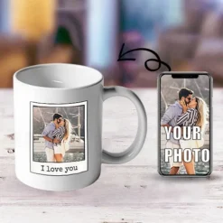 Personalized Couple Photo Mug Custom Best Gift for Dad, 11oz Wedding Gift Ceramic Coffee Cup for Family, Husband, Birthday, Christmas, Anniversary