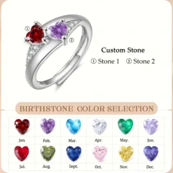 Personalized Custom Birthstone Open Ring Custom Best Gift for Mom – Unique Jewelry for Mother's Day, Valentine's Day, or Anniversaries