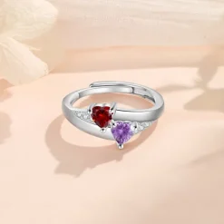 Personalized Custom Birthstone Open Ring Custom Best Gift for Mom – Unique Jewelry for Mother's Day, Valentine's Day, or Anniversaries