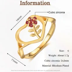Personalized Custom Flower Ring Custom Best Gift for Mom Birthstone Jewelry for Wife or Girlfriend for Mother's Day, Anniversary