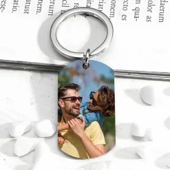 Personalized Graduation Gift Keychain Double-Sided Photo Keychain Custom Wedding Gift for Couple Stainless Steel Pendant Ornament Gift for Boyfriend Girlfriend Pet Memorial