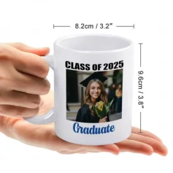 Personalized Graduation Gift Mug,Class of 2025 Custom Photo Coffee Cup, Graduate Gift for Him or Her, Congrats Graduation Party Favor, 11oz Ceramic Keepsake Cup