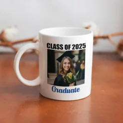 Personalized Graduation Gift Mug,Class of 2025 Custom Photo Coffee Cup, Graduate Gift for Him or Her, Congrats Graduation Party Favor, 11oz Ceramic Keepsake Cup