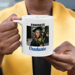 Personalized Graduation Gift Mug,Class of 2025 Custom Photo Coffee Cup, Graduate Gift for Him or Her, Congrats Graduation Party Favor, 11oz Ceramic Keepsake Cup