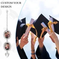 Personalized Graduation Tassel Photo Charm, Custom Memorial Best Graduation Gift,Charm with Angel Wings Unique Keepsake for Friends or Yourself, Perfect for Graduation, Birthday, Christmas