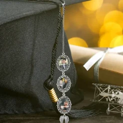 Personalized Graduation Tassel Photo Charm, Custom Memorial Best Graduation Gift,Charm with Angel Wings Unique Keepsake for Friends or Yourself, Perfect for Graduation, Birthday, Christmas