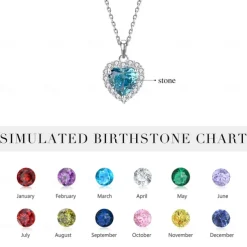 Personalized Heart Necklace Custom Best Gift for Mom – 925 Silver Birthstone Pendant, Perfect Gift for Mom, Grandmother, Wife, Girlfriend for Mother's Day, Valentine's Day, Christmas, Birthday