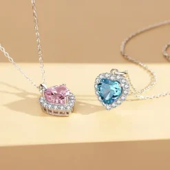 Personalized Heart Necklace Custom Best Gift for Mom – 925 Silver Birthstone Pendant, Perfect Gift for Mom, Grandmother, Wife, Girlfriend for Mother's Day, Valentine's Day, Christmas, Birthday