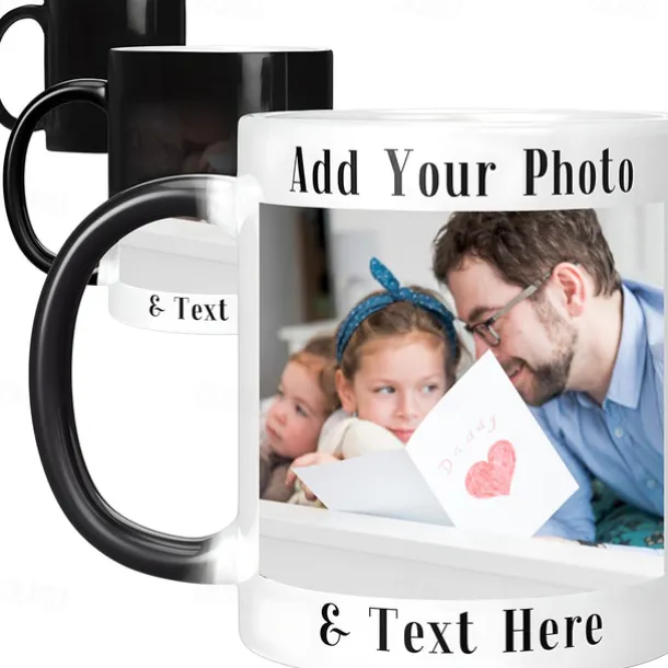 Personalized Magic Color Mug Custom Best Gift for Dad, Heat Reveal Photo Mug, Xmas Cup with Image, Ceramic Gift for Christmas, Anniversary, Birthday