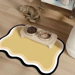 Pet Feeding Mat, Easy Clean, Waterproof, Dog, Cat Mats, Raised Edges, Placemat Tray to Stop Food Spills and Water Bowl Messes on Floor
