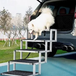 Pet Steps Aluminum Pet Stair Folding Dog Ladder for Trucks, Cars, SUVs & High Bed