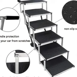 Pet Steps Aluminum Pet Stair Folding Dog Ladder for Trucks, Cars, SUVs & High Bed