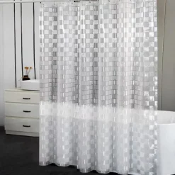 PEVA 8G Shower Curtain Liner, 72x72 Inch 3D Clear Blue Bubble Heavy Duty Waterproof Shower Curtain Liner Thick Plastic Shower Curtains Bathroom Shower Liner, 12 Hooks