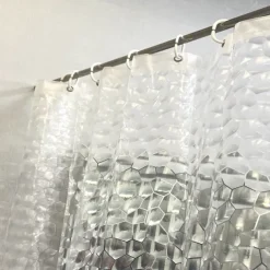 PEVA 8G Shower Curtain Liner, 72x72 Inch 3D Clear Blue Bubble Heavy Duty Waterproof Shower Curtain Liner Thick Plastic Shower Curtains Bathroom Shower Liner, 12 Hooks