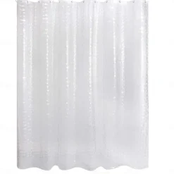 PEVA 8G Shower Curtain Liner, 72x72 Inch 3D Clear Blue Bubble Heavy Duty Waterproof Shower Curtain Liner Thick Plastic Shower Curtains Bathroom Shower Liner, 12 Hooks