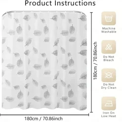 PEVA Shower Curtain Liner, 180x180cm 70
