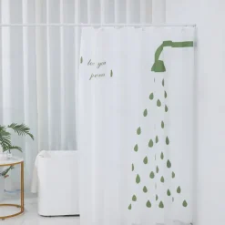 PEVA Shower Curtain Pattern Printed Bath Curtain Waterproof Mildew Proof, Including Hooks 180x180cm 70"x70"