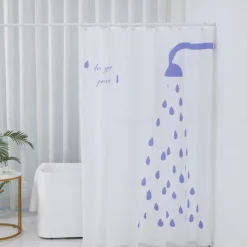 PEVA Shower Curtain Pattern Printed Bath Curtain Waterproof Mildew Proof, Including Hooks 180x180cm 70"x70"