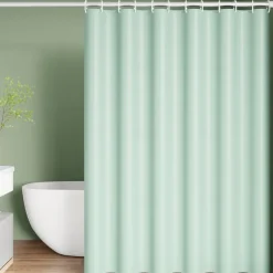 PEVA Shower Curtain Solid Colored Bath Curtain Waterproof Mildew Proof, Including Hooks 180x180cm 70"x70" Green White Black