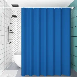 PEVA Shower Curtain Solid Colored Bath Curtain Waterproof Mildew Proof, Including Hooks 180x180cm 70