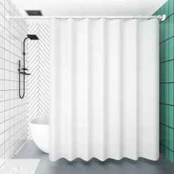 PEVA Shower Curtain Solid Colored Bath Curtain Waterproof Mildew Proof, Including Hooks 180x180cm 70