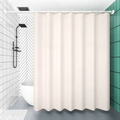 PEVA Shower Curtain Solid Colored Bath Curtain Waterproof Mildew Proof, Including Hooks 180x180cm 70