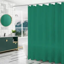 PEVA Shower Curtain,180cm*180cm(70"*70"Emerald Green Solid Color Shower Curtains with 12 Hooks Waterproof Machine Washable Bath Curtains for Bathroom